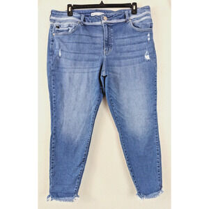 KanCan sz 20 Mid Rise Frayed Hem Skinny Jeans distressed women 3014